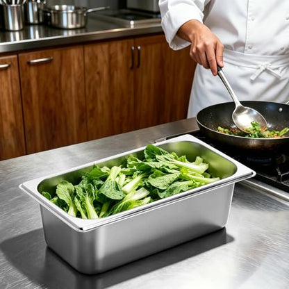 GOLDEN KEY 6 Pack 1/3 Size 4'' Deep Stainless Steel Anti-Jam Hotel Pan - color: 1/3, size: 4" Deep