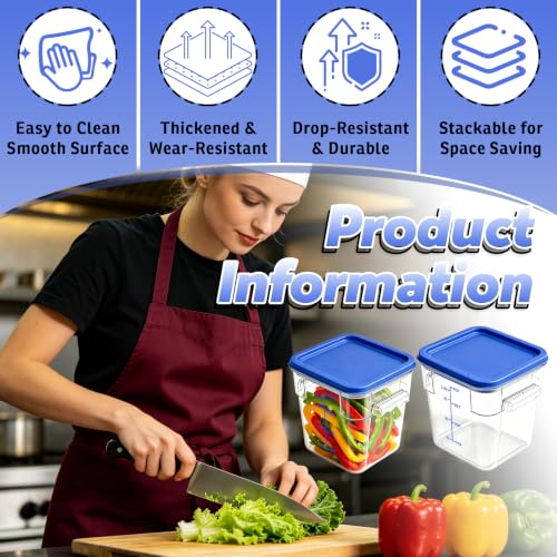 2 Pack 4QT Commercial Clear Food Storage Containers with Lid, NSF - color: Blue, size: 4Qt-2 Pack