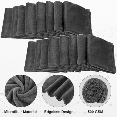 Shimeyao Gray 20 Pcs 16 x 16 Inch Microfiber Car Detailing Towel - color: Gray