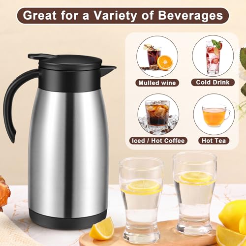Norme 2 Pcs Thermal Coffee Carafe Creamer, Black, Silver, 34 oz - color: Black, Silver, size: 34 oz