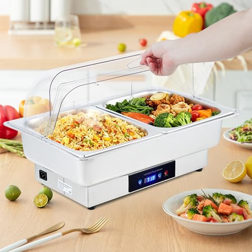 Garvee Electric Chafing Dish 9QT Stainless Steel Food Warmer Temp Control - size: 1/2 Half Pan