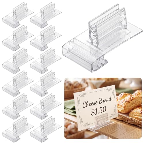 Jetec 50 Pcs Clear Plastic Shelf Talker Sign Holder for Retail Price Tag