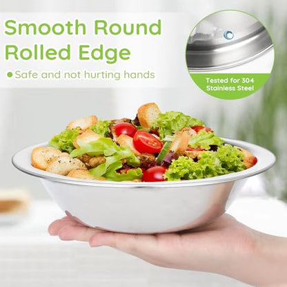 304(18/8) Stainless Steel Mixing Bowls for Kitchen, 4 Pack 8.7" 34.88 fl.oz Metal Mixing Bowls Set Stackable for Baking Serving Cooking Food Prep Storage Dishwasher Safe Lightweight - size: 8.7"