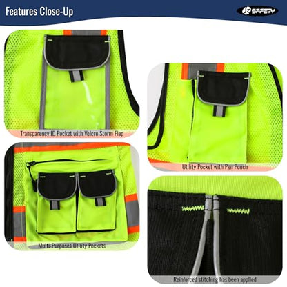 JKSafety Reflective Safety Vest for Men Cushioned Collar JK89M Yellow S - color: Mesh-yellow, size: Small