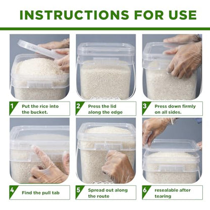 DEMORA 68oz Food Grade Square Plastic Bucket with Lid, Clear Airtight Storage Container, Reusable Pail for Kitchen Food Water Ice Cream Household Use 6Pcs (3 White+3 Transparent) - color: Transparent +White