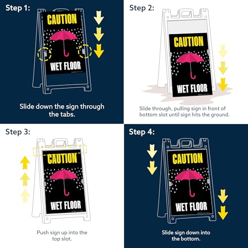 Caution Wet Floor Umbrella Folding Floor Sign, 24x36 Inches, Portable A Frame, Made in USA by My Sign Center - size: 24x36 Plastic