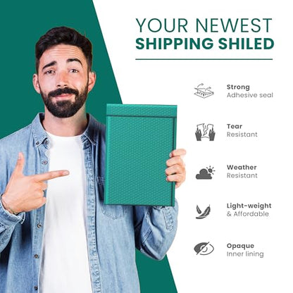 Small Green Bubble Mailers 4x8, Poly Padded Envelopes #000, 500 Pack - color: Green, size: 4"x8" / 500 Pack