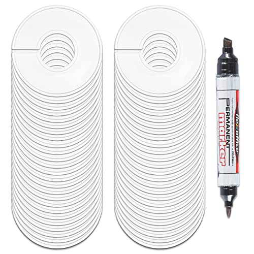 AMT 50 Pack Closet Dividers, Clothing Dividers, Round Clothes Size Dividers for Closets with Double Ended Marker Pen (Blank) (50 Pack) - size: 50 Pack - White