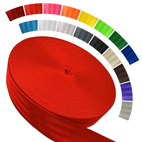 Polyester Webbing Strap 16+Colors – 1"&1.5"&1.9" – 16.5 25 33 55 Yards Heavy Duty Webbing Roll, Flat Webbing Strap for Indoor&Outdoor Gear, DIY Crafting, Repairing - color: Red, size: 1.5"-16.5 yards