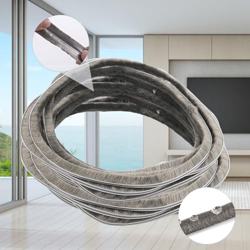 16 Ft (5m) 196 Inch Sliding sash Windows Doors Tape Pile Draught excluder Brush Seal Strip weatherstrip 7mm x 6mm (7/24 1/4 Inch, Gray) - size: 7mm * 6mm