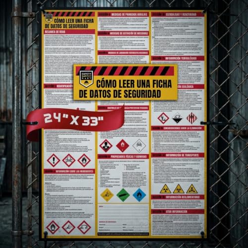 Performore Spanish SDS Safety Poster 24x33 Workplace Hazard Communication Sign UV Coated Paper OSHA Compliance Reference Wall Chart