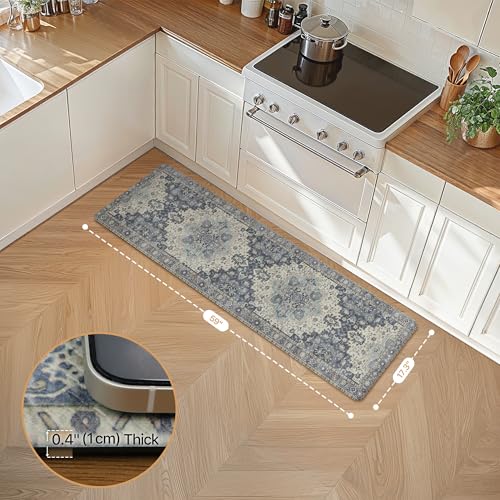 GENIMO Anti Fatigue Kitchen Mats for Floor 17"X59", Runner Rug,Navy - color: Center Blue, size: 59"L x 17.3"W x 0.4"Th