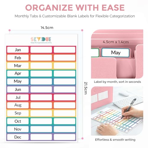 SKYDUE Accordion File Organizer, Expanding File Folder with 13 Pockets, Portable Document Paper Bill Receipt Organizer, Home School Pink Office Supplies, Letter A4 Size - color: Pure Pink