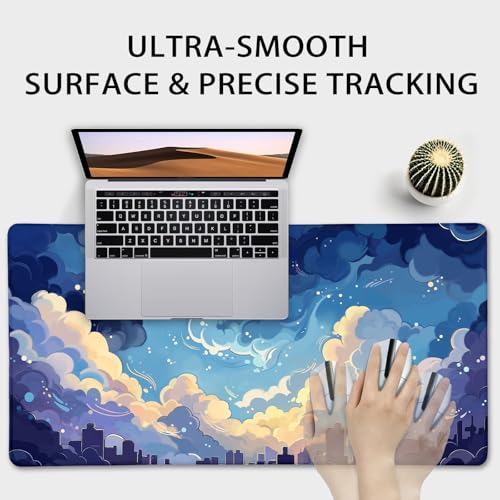 Blue Nebula Aesthetic Large Gaming Mouse Pad Desk Mat 31.5"x15.7" - color: Blue Nebula