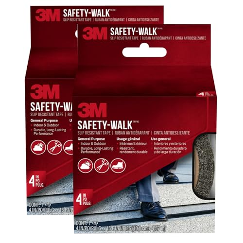 3M Safety-Walk Slip Resistant Tape, 4 in x 15 ft, Anti-Slip, Self-Adhesive Grip Tape (Roll, 4-Inch, 2 Pack) - size: 4-Inch, 2 Pack