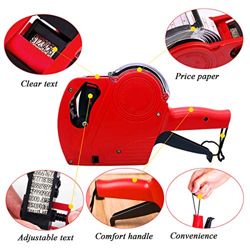 MX-5500 8 Digits Price tag Gun with 5000 Sticker Labels and 3 Ink Refill, Pricing Gun Kit for Office, Retail Shop, Grocery Store (A/Yellow) - color: A/Yellow