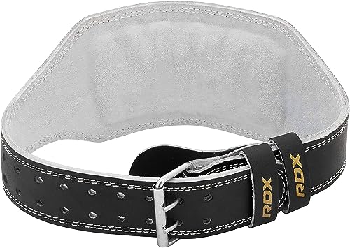 RDX Weight Lifting Belt Gym Exercise Workout, 6 inch Leather Padded Lumbar Back Support Men Women, 10 Adjustable Holes, Powerlifting Bodybuilding Deadlift, Squat Fitness Strength Training Equipment - size: M Fits 23 to 28 Inches