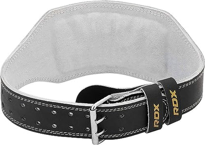RDX Weight Lifting Belt Gym Exercise Workout, 6 inch Leather Padded Lumbar Back Support Men Women, 10 Adjustable Holes, Powerlifting Bodybuilding Deadlift, Squat Fitness Strength Training Equipment - size: M Fits 23 to 28 Inches