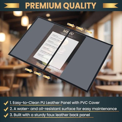 Menu Covers 8.5 x 11 Inch, 2 Page 2 View, 12 Pack - size: 2 View