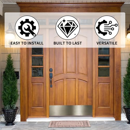 Door Kick Plate, 8" x 36" AL Kick Plate, Fits 38" Doors, Brushed Bronze - size: 8 x 36 Inch
