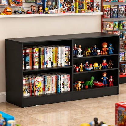 48”W * 20”D * 38”H - Cash Wrap Wood Counter - Black Register Counter with 3 Heights Adjustable Shelf - color: Black, size: 4 FT