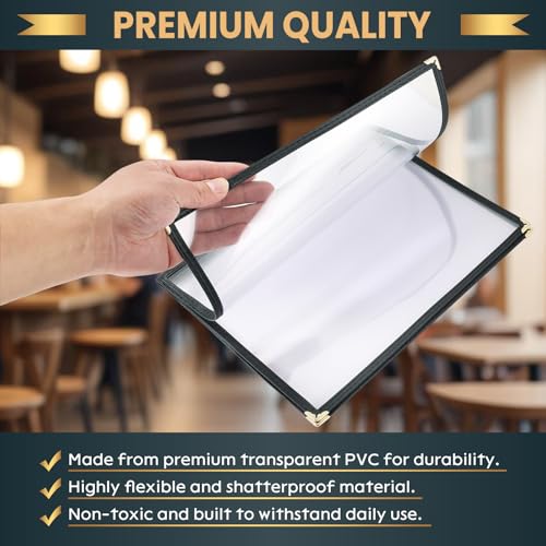 Menu Covers 8.5 x 11 Inch, Clear View Menu Holder (3 Page 6 View) - size: 3 page 6 view