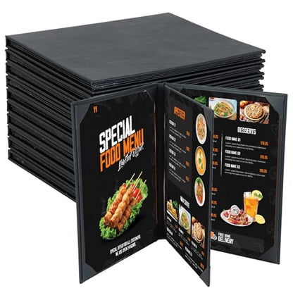 NATGAI 10 Pack 3 Page 4 Panel Restaurant Menu Covers 8.5" x 11" - size: 4 View, 8.5"×11"