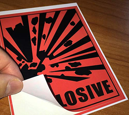 Outdoor/Indoor (4 Pack) 5" X 4" - Explosive Explosion - Danger Safety Caution Warning Sign Vinyl Label Sticker Decal - Back Adhesive Vinyl