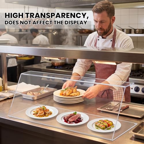 Briwooody Sneeze Guard for Counter Acrylic with Anti-slip Pads for Catering, Buffets, Restaurants, 23.62 x 12.2 x 9.45 Inches