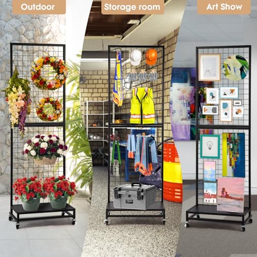 NectaCol Grid Wall Panels, 2'x 6' Gridwall Panel Display Stand with Baseplate, Black Wire Grid Wall Display Rack, Grid Panels for Display, Retail Display Stand - 1 Pack - size: 1 Pack