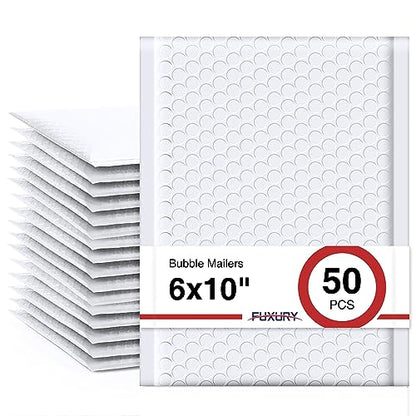 Fuxury Bubble Mailers 6x10 Inch White 50 Pack Padded Envelopes #0 - color: White, size: 6x10" 50PC