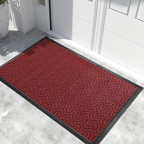 Yimobra Large Indoor Outdoor Mats for Front Door, Black Red, 47x32 - color: Black Red, size: 47x32 Inch