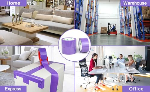 BOMEI PACK 6 Rolls Purple Heavy Duty Packing Tape,1.88 Inches x 60Yards - color: purple
