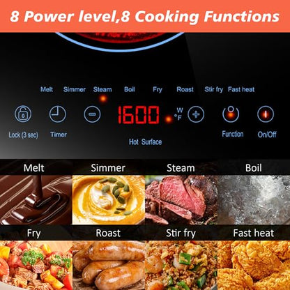 2 Burner Electric Cooktop 110V, 2000W, 24" Plug-in & Built-in - size: 24 Inch 2 Burner Blue