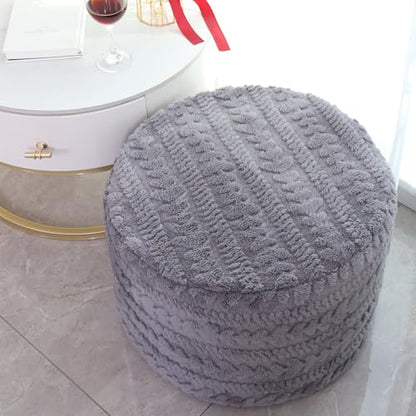 Asuprui Round Footstool Ottoman Gray, 20x14 Inches,Floor Pouf Sofa Footrest - color: Grey, size: 20"D x 20"W x 14"H