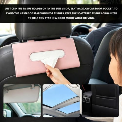Car Visor Tissue Holder, Car Tissue Organizer, 23 * 12.5cm - color: Pink