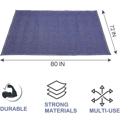 1 Pack Moving Blankets Heavy Duty 80"x72" Quilted Packing Blankets for Moving Furniture Padded Shipping Furniture Mover Blue - size: 1pack