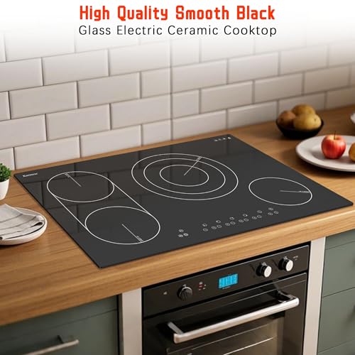 Karinear Electric Cooktop 30 Inch, 4 Burners Electric Stove Top, Drop-in - color: 30 inch 4 burner