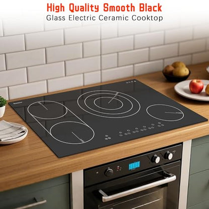 Karinear Electric Cooktop 30 Inch, 4 Burners Electric Stove Top, Drop-in - color: 30 inch 4 burner