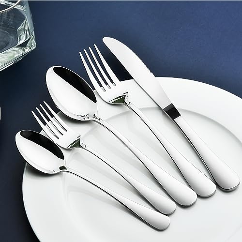 Silverware Set for 12 with Serving Utensil,Stainless Steel Flatware Cutlery - size: 65 Piece, style: Modern