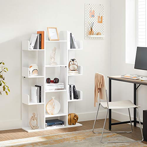 VASAGLE Bookshelf with 13 Storage Shelves, 9.8 x 33.9 x 55.1 Inches - color: White, style: 5-Tier (33.9"W)