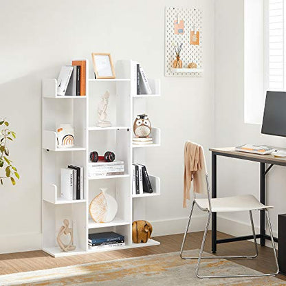 VASAGLE Bookshelf with 13 Storage Shelves, 9.8 x 33.9 x 55.1 Inches - color: White, style: 5-Tier (33.9"W)