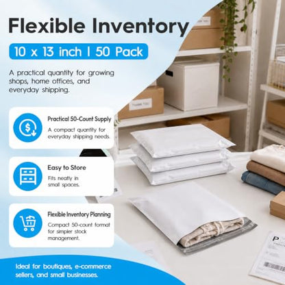Fuxury Poly Mailers 10x13" 50 Pack,Shipping Bags For Clothing,White - color: White, size: 10x13" 50pcs