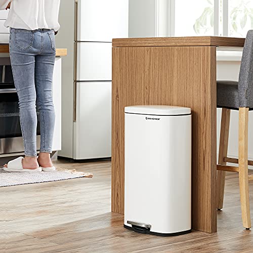 SONGMICS 8 Gallon (30 L) Trash Can, Stainless Steel, Step-On Pedal - color: White, size: 8 Gal.