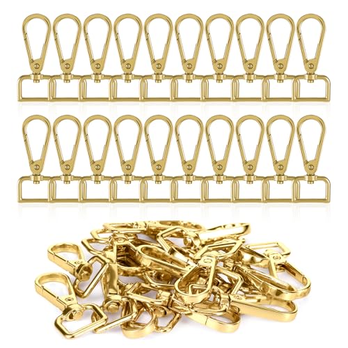 20 Pcs Metal D Ring Swivel Lobster Claw Clasp Snap Hooks Purse Hardware - color: Gold, size: 3/4 Inch