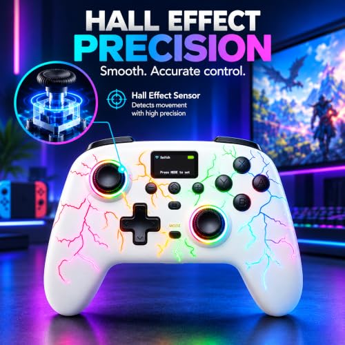 Exilapsire Wireless Controller for PC/Switch/Switch 2/iOS/Android, White - color: White