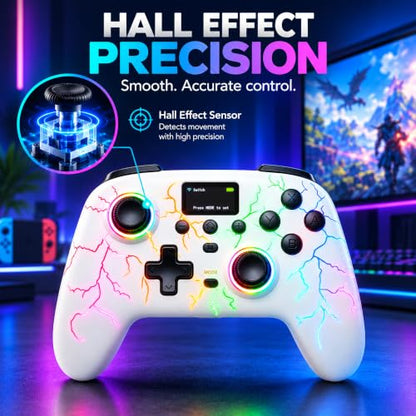 Exilapsire Wireless Controller for PC/Switch/Switch 2/iOS/Android, White - color: White