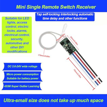 433MHz Universal Wireless RF Remote Control Switch DC 6V 12V 24V 1CH Channel Relay Wireless Secure RF Remote Control Switches Transmitter and Receiver kit, Momentary Toggle Latched Delay Mode(3 Pack) - color: 3transmitters and 3 receiver