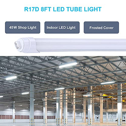 2 Pin 8FT R17D LED Bulbs, 45W (110W Equivalent), 5400LM, 6000K, R17D HO Rotatable LED Tube Light,Dual-Ended Power, Ballast Bypass,Frosted Cover, Replace T8 T10 T12 Fluorescent Light Bulb (16-Pack) - color: Frosted Cover Single Row, size: 16 Count
