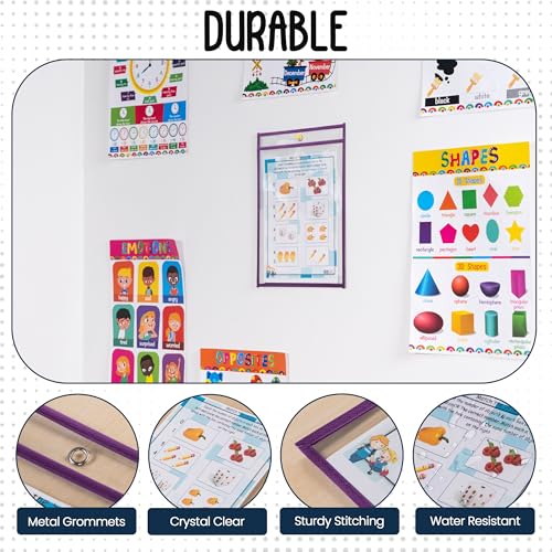Essex Wares - 6 Pack, Grape Dry Erase Pockets, 10" Wide x 13.5" Tall - color: Grape